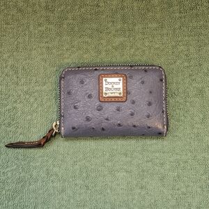 Dooney & Bourke Steel Blue Ostrich Print Leather Card Case